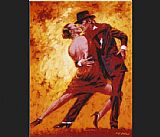 Tango Canvas Paintings - Terence Gilbert Golden Tango
